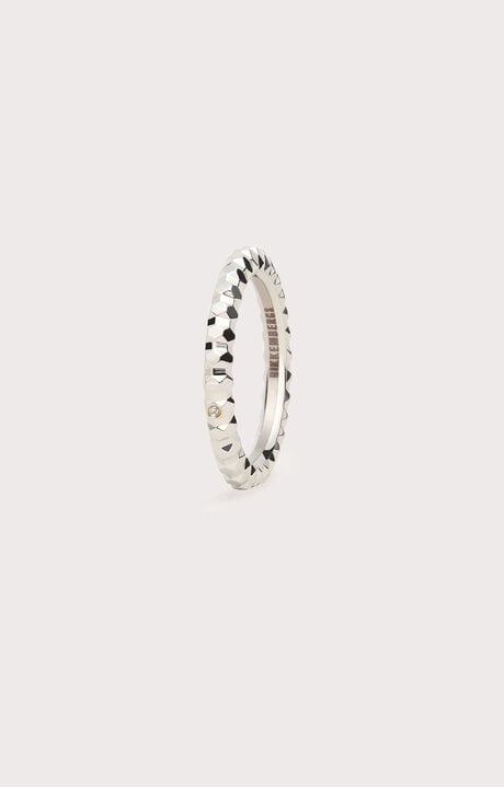 Bikkembergs White Men's Multi-faceted Steel Ring With Diamond