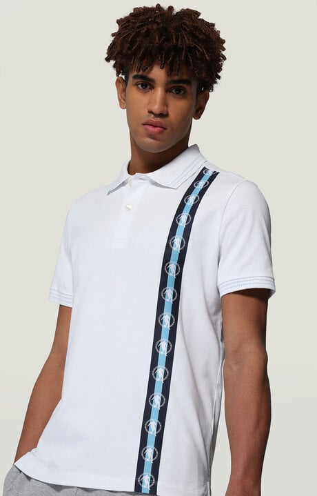 bikkembergs White Men's polo shirt with asymmetric hem