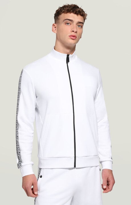 Bikkembergs White Men's Sweatshirt With Double Tape