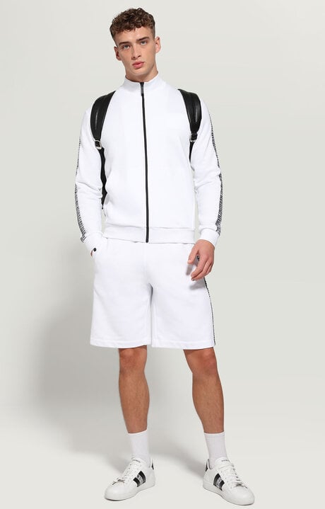 Bikkembergs White Men's Sweatshirt With Double Tape