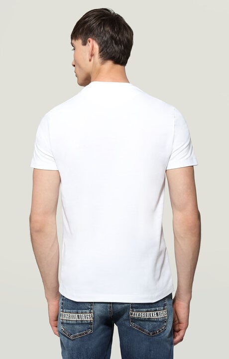 Bikkembergs White Men's T-shirt With Vertical Print