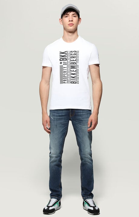 Bikkembergs White Men's T-shirt With Vertical Print