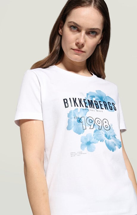 bikkembergs White Women's T-shirt with floral print