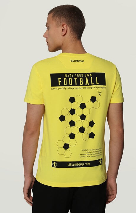 Bikkembergs Yellow Men's T-shirt With Hexagon Print