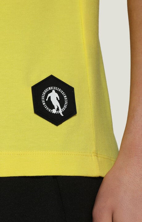 Bikkembergs Yellow Men's T-shirt With Hexagon Print