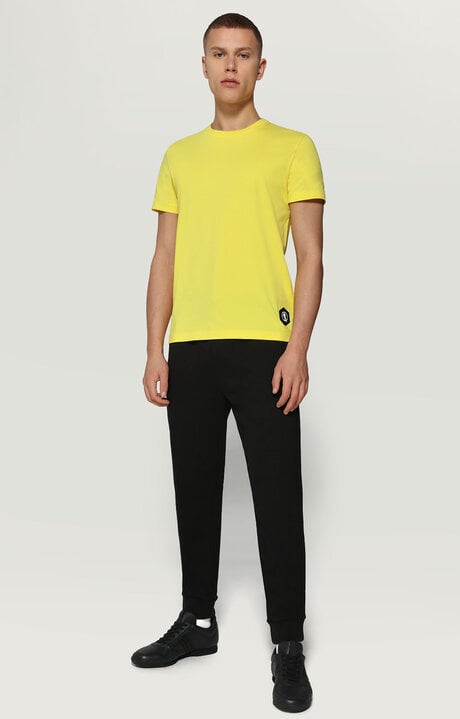 Bikkembergs Yellow Men's T-shirt With Hexagon Print