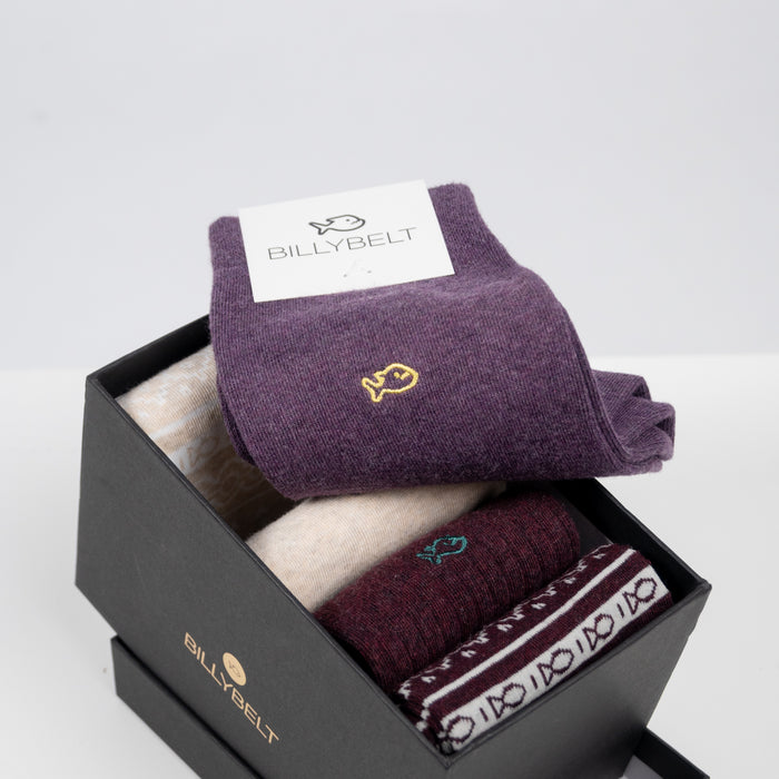 billybelt Coffret 5 chaussettes Bordeaux-beige