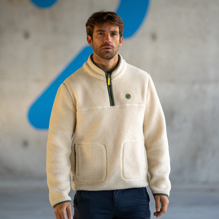 Billybelt Pull Sherpa Col Zippé Ivoire - BILLYBELT