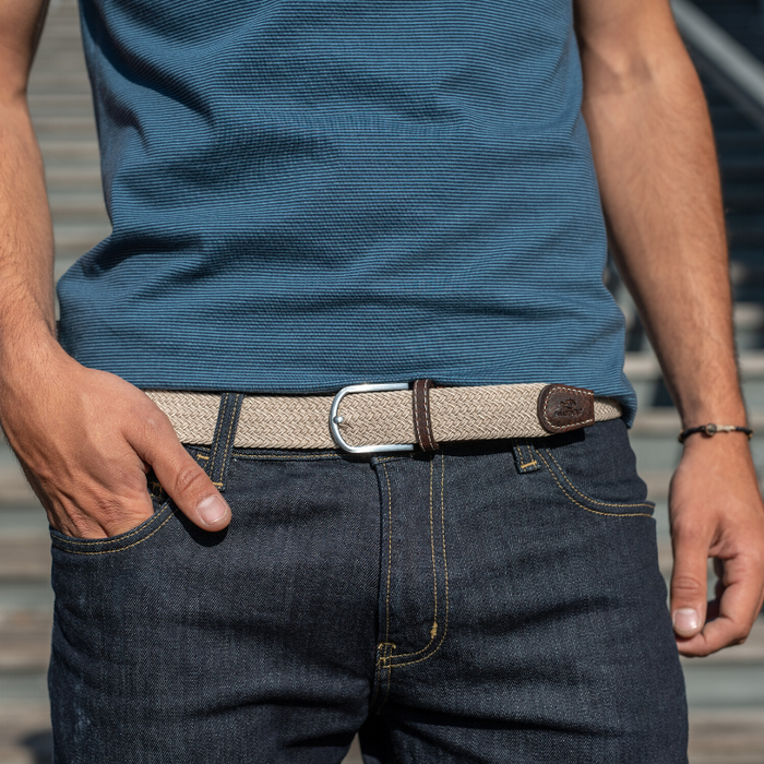 Billybelt Ceinture Tressee Elastique Beige Sable - BILLYBELT