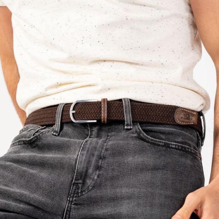 billybelt Ceinture tressee elastique marron feuille - BILLYBELT