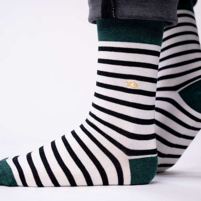 Billybelt Chaussettes En Coton Peigne A Rayures Larges Blanc Et Noir - BILLYBELT