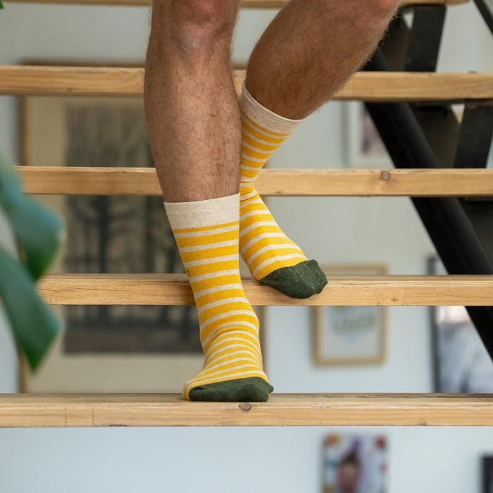 Billybelt Chaussettes En Coton Peigne A Rayures Larges Jaune Safran - BILLYBELT