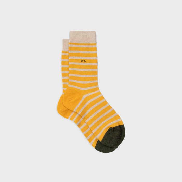 billybelt Chaussettes en coton peigne a rayures larges jaune safran - BILLYBELT