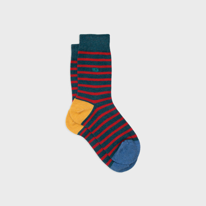 Billybelt Chaussettes En Coton Peigne A Rayures Larges Marine Et Rouge - BILLYBELT