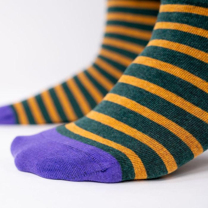 Billybelt Chaussettes En Coton Peigne A Rayures Larges Vert Et Jaune - BILLYBELT
