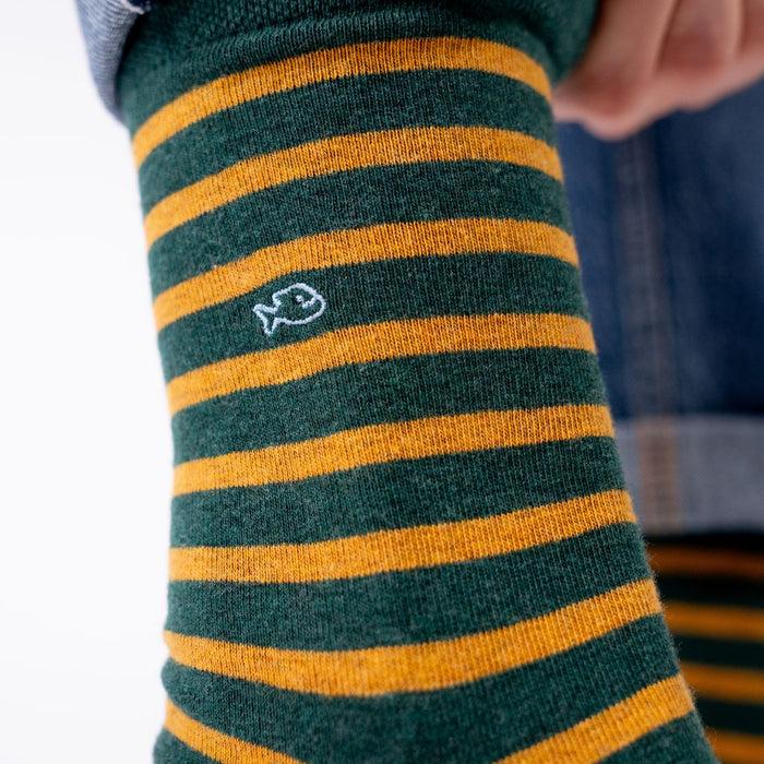 Billybelt Chaussettes En Coton Peigne A Rayures Larges Vert Et Jaune - BILLYBELT