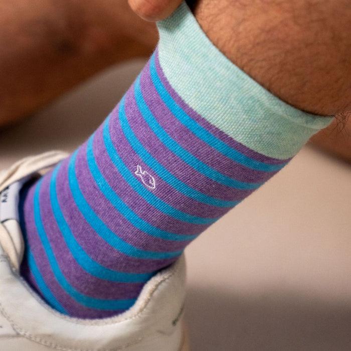 Billybelt Chaussettes En Coton Peigne A Rayures Larges Violet - BILLYBELT
