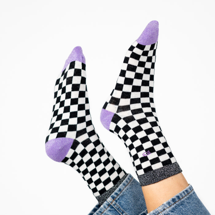 Billybelt Chaussettes En Coton Peigné Carreaux - Blanc Et Noir - BILLYBELT