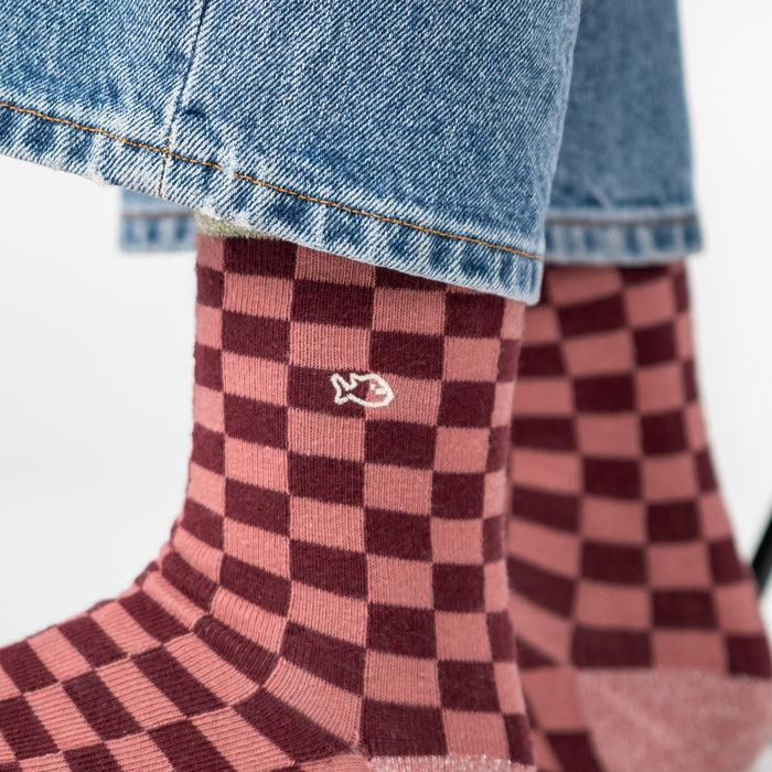 Billybelt Chaussettes En Coton Peigné Carreaux - Bordeaux Et Rose - BILLYBELT