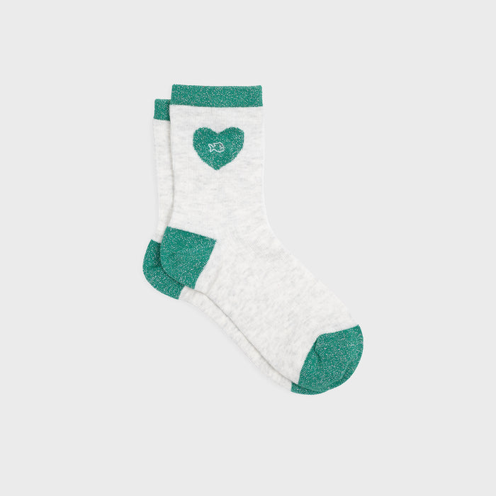 billybelt Chaussettes en coton peigné Coeur - Blanc et vert - BILLYBELT
