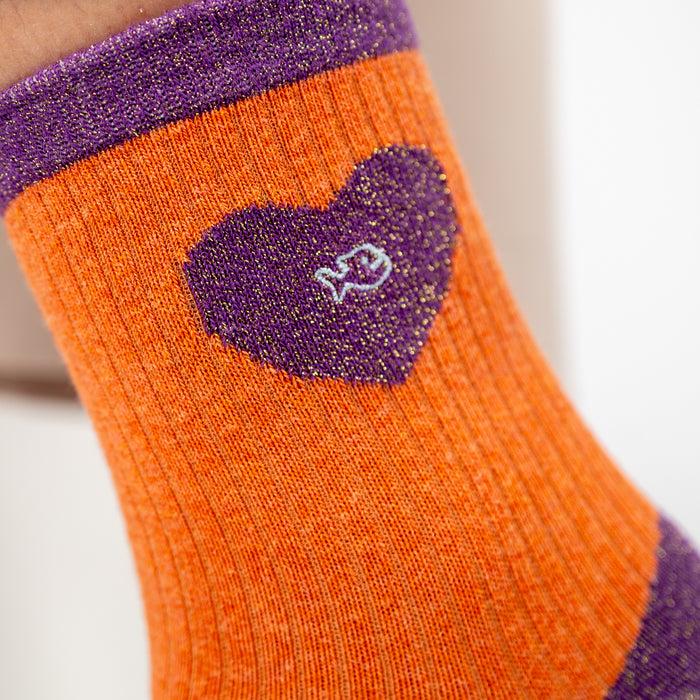 Billybelt Chaussettes En Coton Peigné Coeur - Orange Et Violet - BILLYBELT