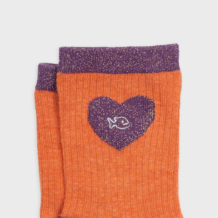 Billybelt Chaussettes En Coton Peigné Coeur - Orange Et Violet - BILLYBELT