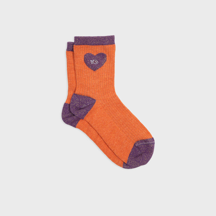 billybelt Chaussettes en coton peigné Coeur - Orange et violet - BILLYBELT