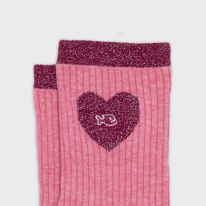 Billybelt Chaussettes En Coton Peigné Coeur - Rose Clair Et Rose - BILLYBELT