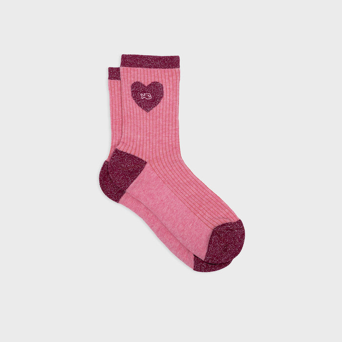 billybelt Chaussettes en coton peigné Coeur - Rose clair et rose - BILLYBELT