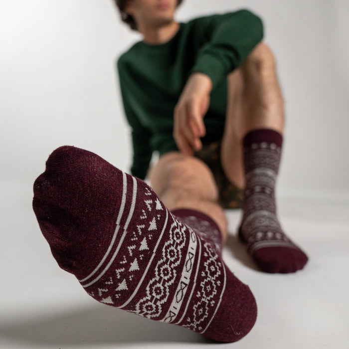 Billybelt Chaussettes En Coton Peigne Jacquard Bordeaux - BILLYBELT