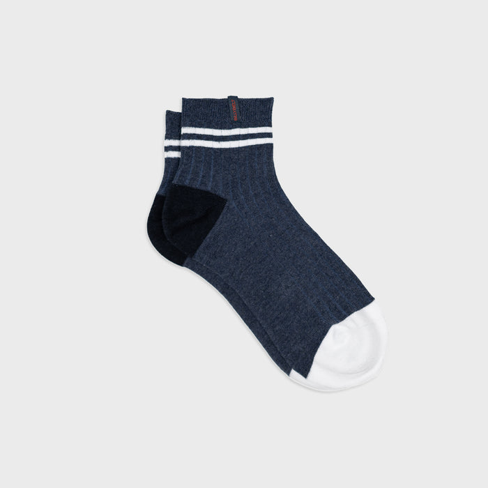 billybelt Chaussettes en coton peigné Mi-hautes - Marine rayé blanc