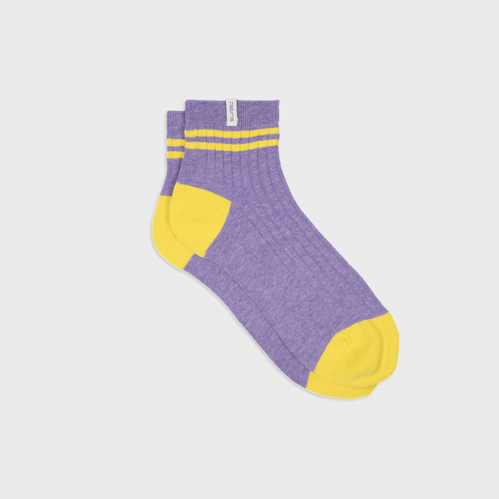 billybelt Chaussettes en coton peigné Mi-hautes - Violet rayé jaune