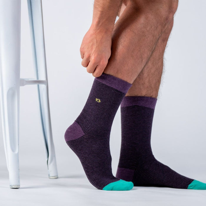 Billybelt Chaussettes En Coton Peigne Rayees Amethyste - BILLYBELT