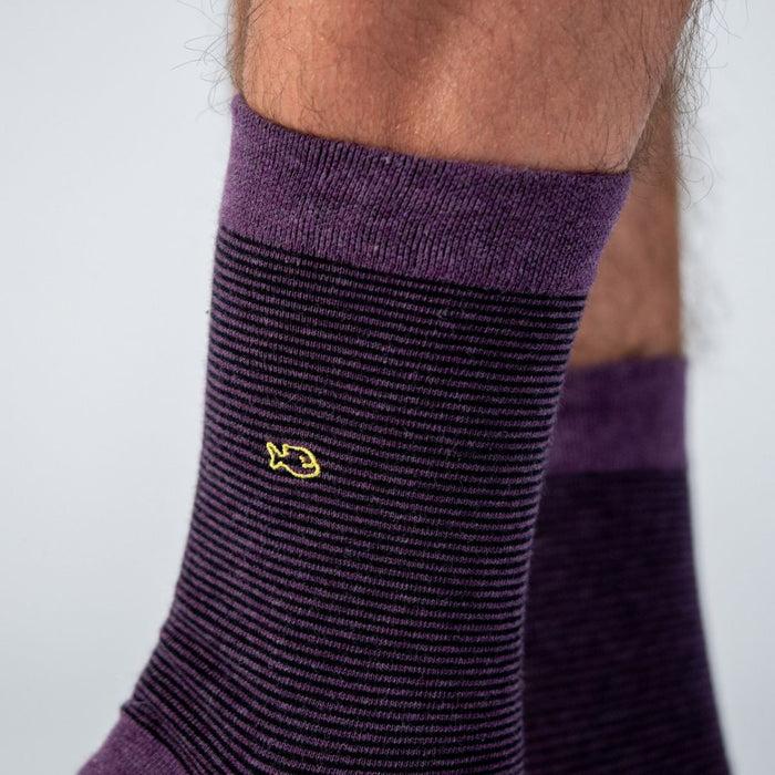 Billybelt Chaussettes En Coton Peigne Rayees Amethyste - BILLYBELT