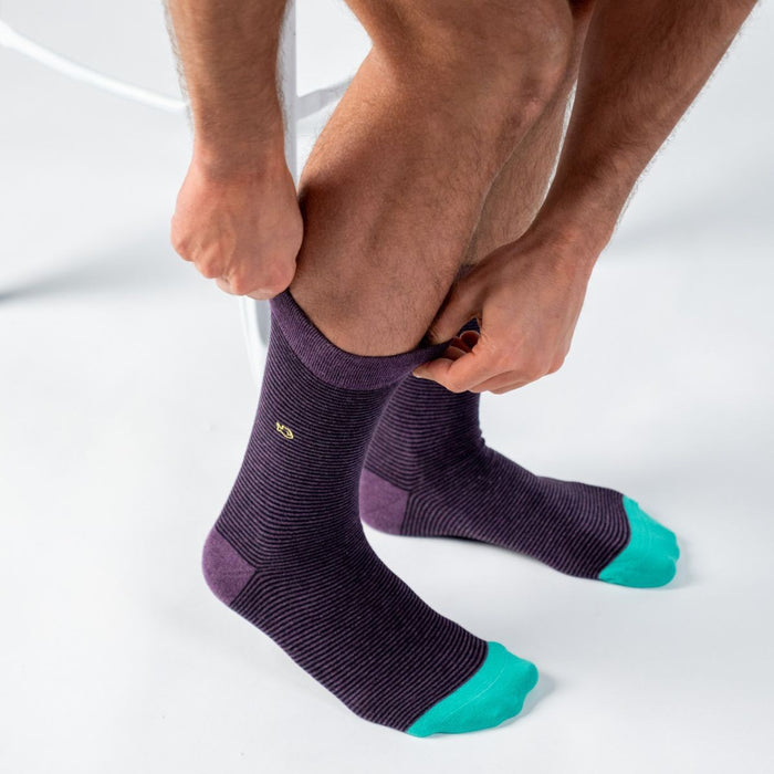 Billybelt Chaussettes En Coton Peigne Rayees Amethyste - BILLYBELT