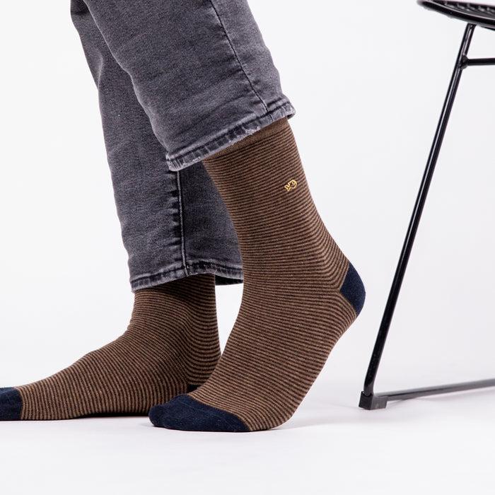 Billybelt Chaussettes En Coton Peigne Rayees Hazelnut - BILLYBELT