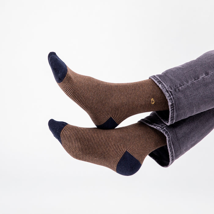 billybelt Chaussettes en coton peigne rayees hazelnut - BILLYBELT