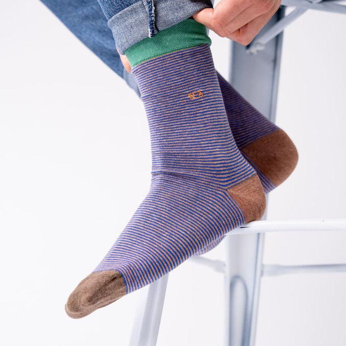 Billybelt Chaussettes En Coton Peigne Rayees Moka Matcha - BILLYBELT