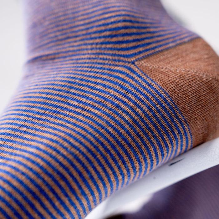 Billybelt Chaussettes En Coton Peigne Rayees Moka Matcha - BILLYBELT
