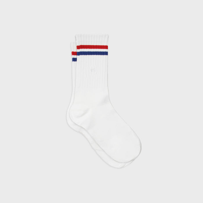 billybelt Chaussettes en coton peigné Retro - Blanc rayé rouge et bleu