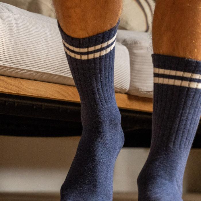 Billybelt Chaussettes En Coton Peigné Retro - Bleu Rayé Blanc
