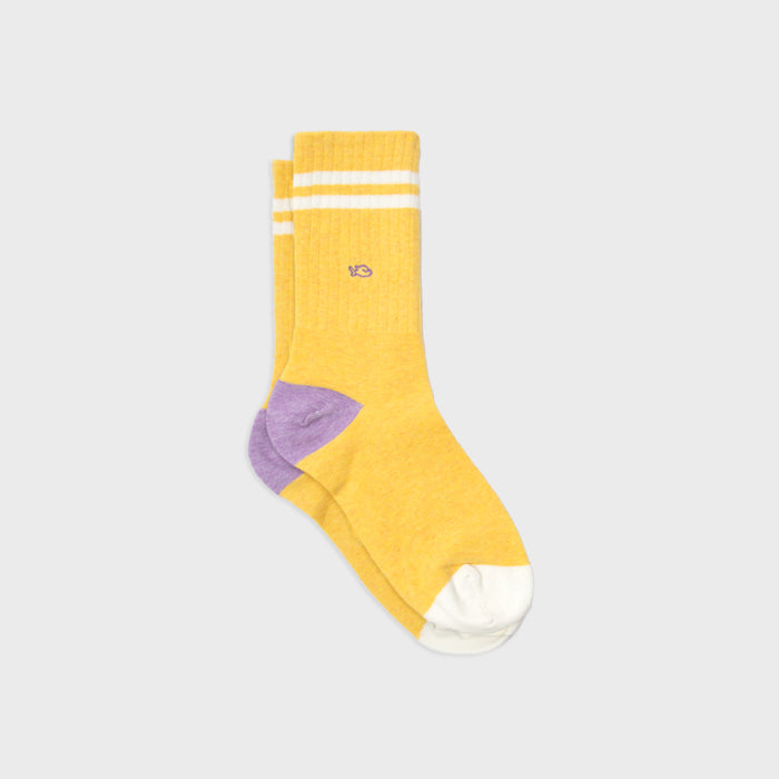 billybelt Chaussettes en coton peigné Retro - Jaune rayé blanc billybelt Chaussettes en coton peigné Retro - Jaune rayé blanc