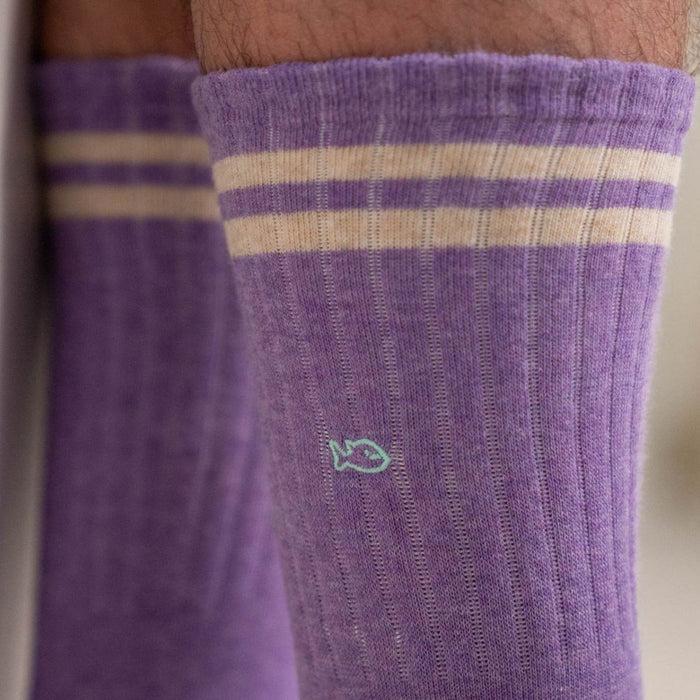 Billybelt Chaussettes En Coton Peigné Retro - Violet Rayé Beige