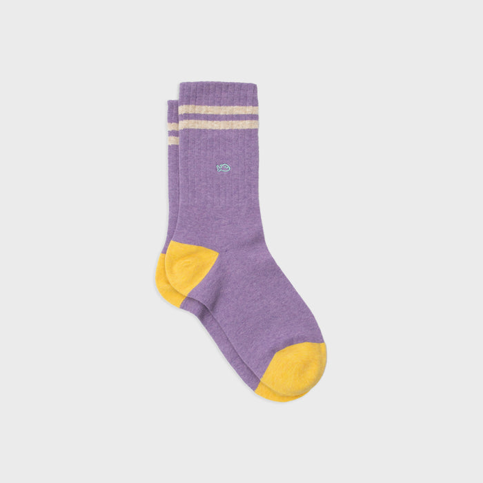 billybelt Chaussettes en coton peigné Retro - Violet rayé beige billybelt Chaussettes en coton peigné Retro - Violet rayé beige