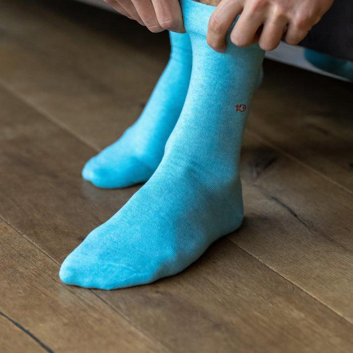 Billybelt Chaussettes En Coton Peigne Unies Azurin - BILLYBELT