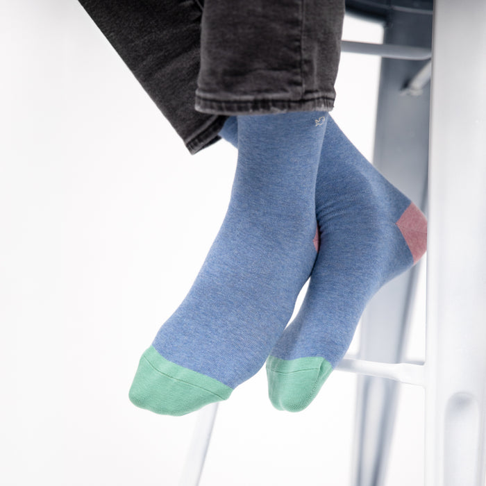 Billybelt Chaussettes En Coton Peigné Unies - Bleu Chiné