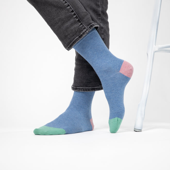 Billybelt Chaussettes En Coton Peigné Unies - Bleu Chiné