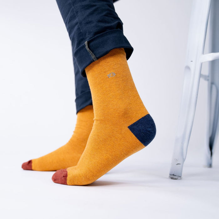 Billybelt Chaussettes En Coton Peigne Unies Jaune Chiné - BILLYBELT
