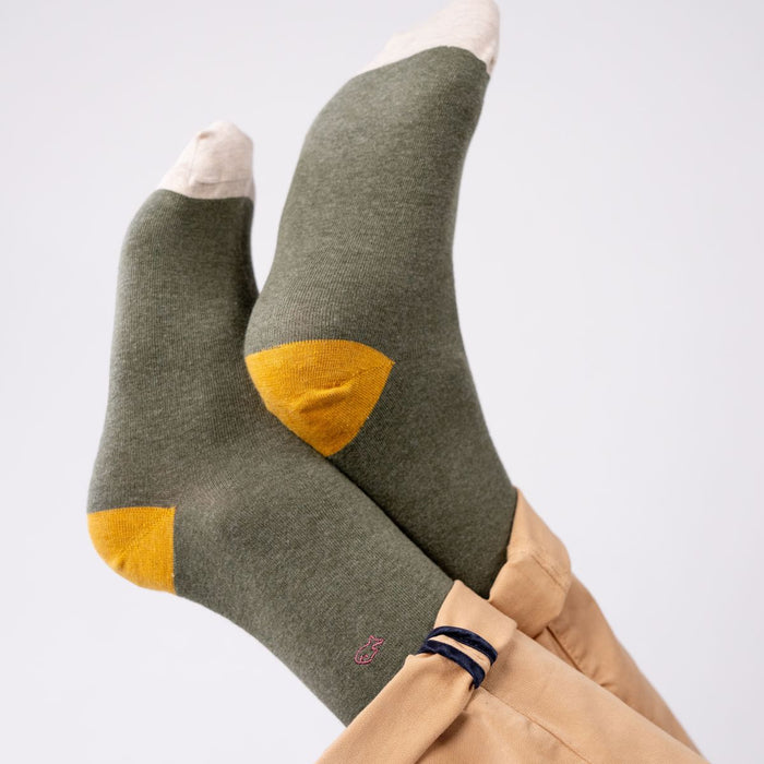 billybelt Chaussettes en coton peigne unies kaki chiné - BILLYBELT
