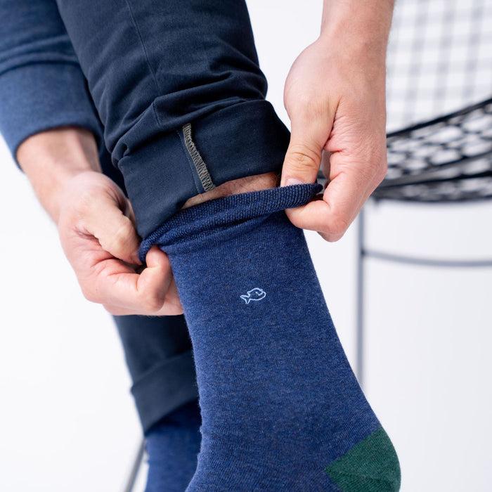 Billybelt Chaussettes En Coton Peigne Unies Marine Chiné - BILLYBELT